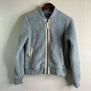 Patagonia Women’s Los Gatos Fuzzy Fleece Bomber Jacket Gray Full Zip Small